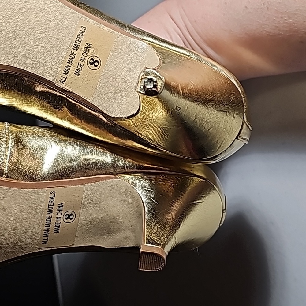 Styluxe Gold High heels Big Bow Low Heel Size 8 VGUG* - Picture 7 of 12